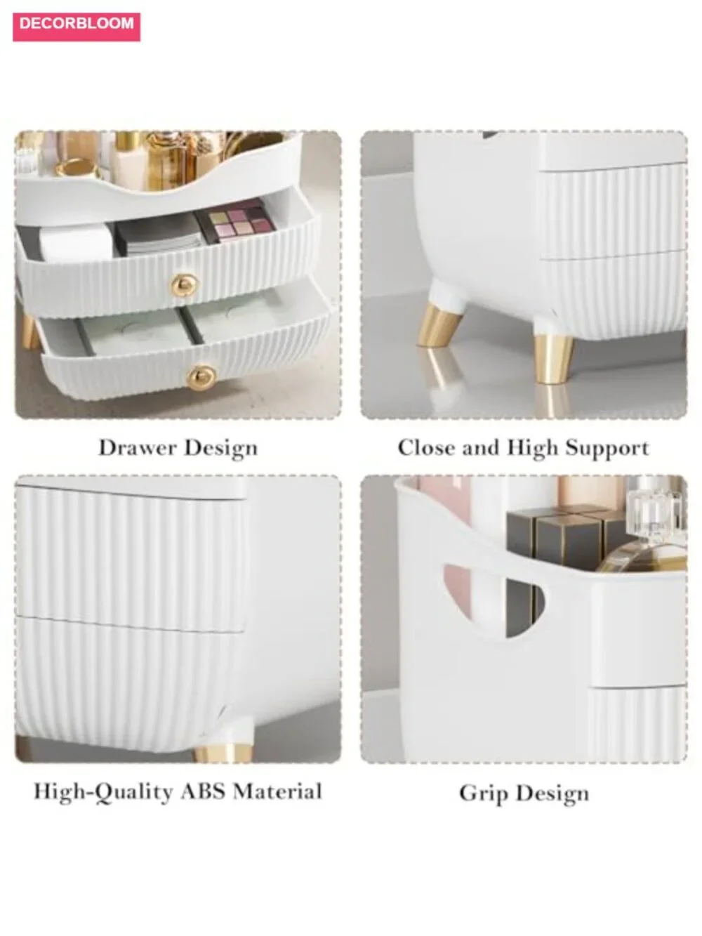 Large Capacity Makeup Organizer with 2 Drawers, Cosmetic Display Case for Vanity